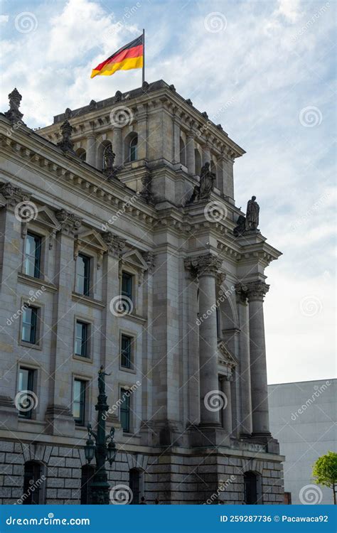 German Flag Waiving on Reichstag, Berlin Germany Stock Photo - Image of ...