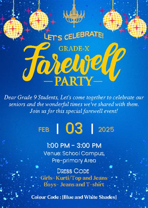 Class 9th Farewell Party Invitation - Information Technology in a ...