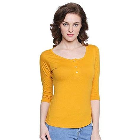 Buy THE DRY STATE Women's Plain Slim fit T-Shirt (G1551_Yellow Small ...