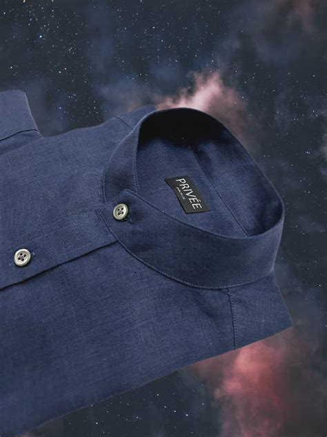 Navy Blue Linen Shirt (Timelessly Fashionable) | Privee Paris