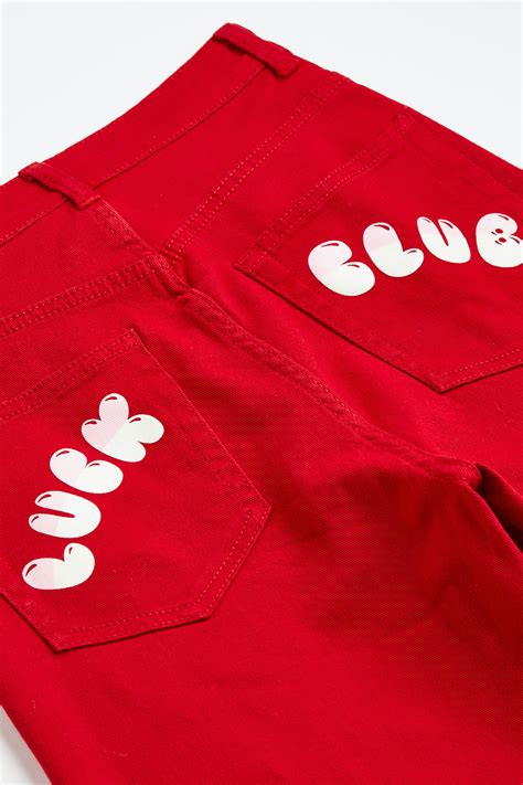 Women's Red/Luck Club Printed twill trousers | H&M IN