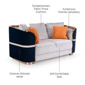 Buy Mirage Nine Seater Fog Grey Chenille Fabric Sofa at Durian