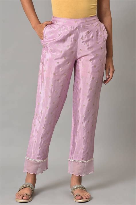 Buy Light Purple Organza Insert Slim Pants Online for Woman | WforWoman