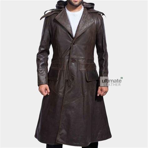 Buy Genuine Leather Fashion Trench Coat | Mens Brown Coat