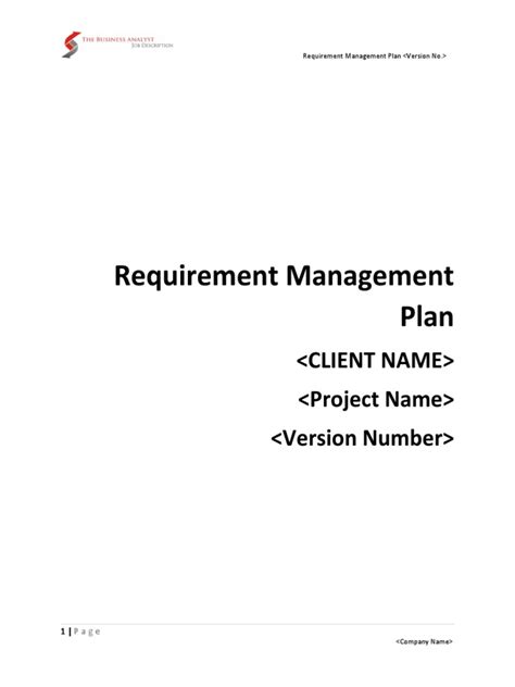 Image result for Requirements Management Plan Example