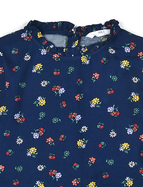 Buy Pure Viscose Floral Round Neck Dress at Marks & Spencer