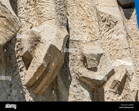 Close-up of artwork of Plaszow labor and concentration camp memorial ...