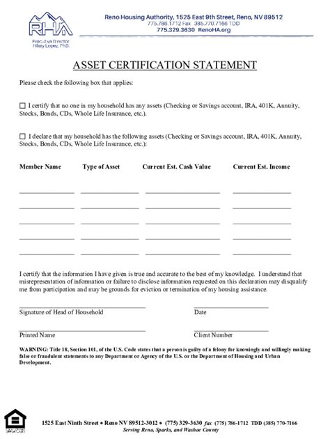 Fillable Online ASSET CERTIFICATION STATEMENT Fax Email Print - pdfFiller