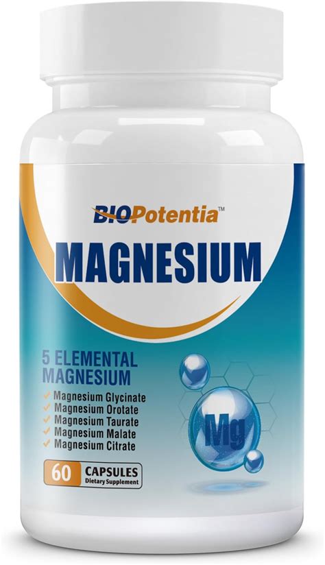 Amazon.com: BIO POTENTIA 5-in-1 Magnesium Complex - Spectrum 5 Magnesium 500mg With Glycinate ...