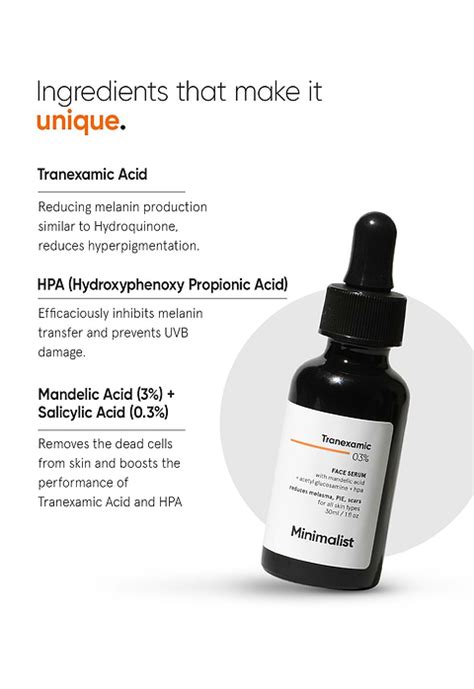 Tranexamic 03% for PIE, PIH & Scars - Face Serum with Mandelic Acid 3% ...