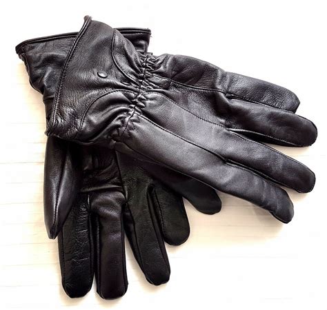 Black 100% Genuine Leather Gloves for Women's - Online Style Hats ...
