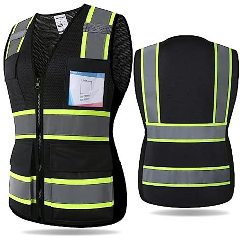Kazsaifo Reflective Women Safety Vest with 8 Pockets and Zipper High V ...