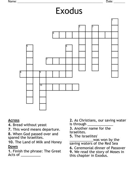 One Of 10 In Exodus Crossword - prntbl.concejomunicipaldechinu.gov.co