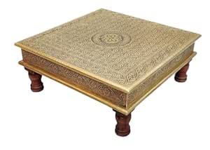 SUGAN Wooden Brass Plated Traditional Square Bajot Chowki | Decorative ...