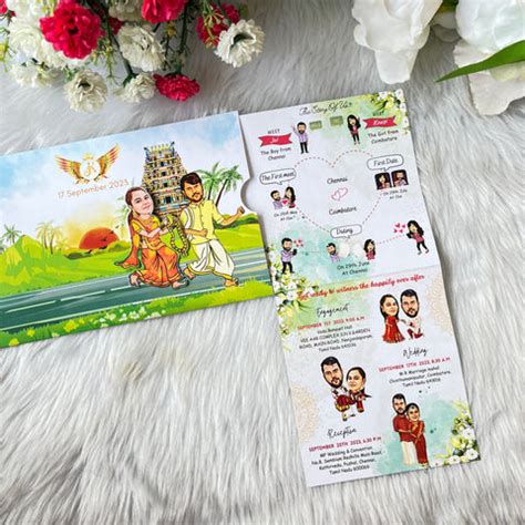 South Indian Caricature Wedding Invitation / Bride chasing Groom Slidi ...
