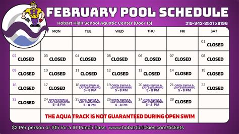 February Open Swim Schedule - Hobart High School