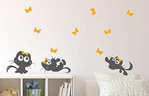 Buy Asian Paints Wall-Ons, Cute Cats Butterflies Decal, PVC Vinyl ...