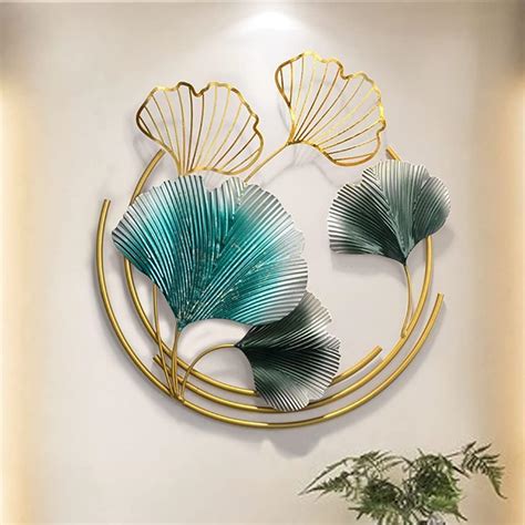AYMH Moon Shape Gingko Leaf Wall Decor Modern Wall Art Home Decor ...