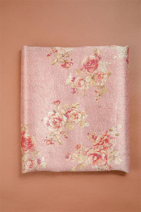 HANDWOVEN PINK FLORAL CREPE-GEORGETTE FABRIC – GULATI EDITIONS