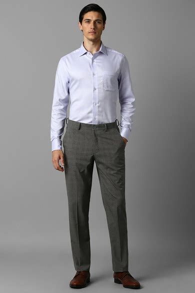 Buy Men Grey Slim Fit Check Flat Front Formal Trousers Online ...