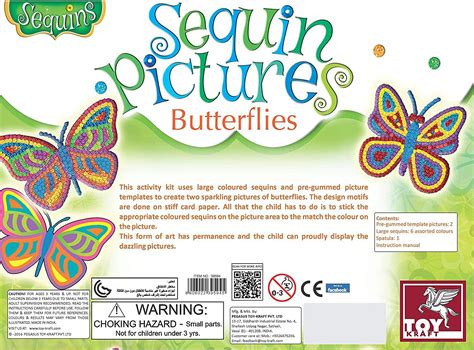 Buy ToyKraft Sequin Craft Pictures - Butterflies, Art and Craft Kit ...