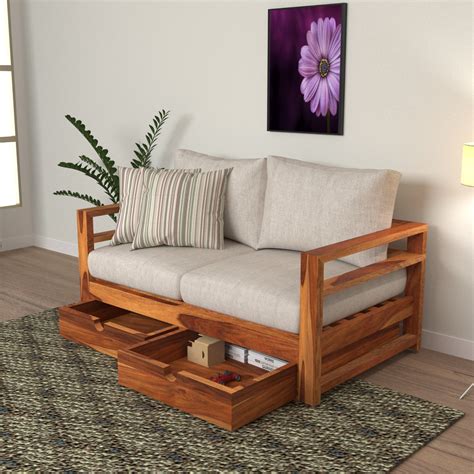 Warm White Premium 2 Seater Sofa with Storage