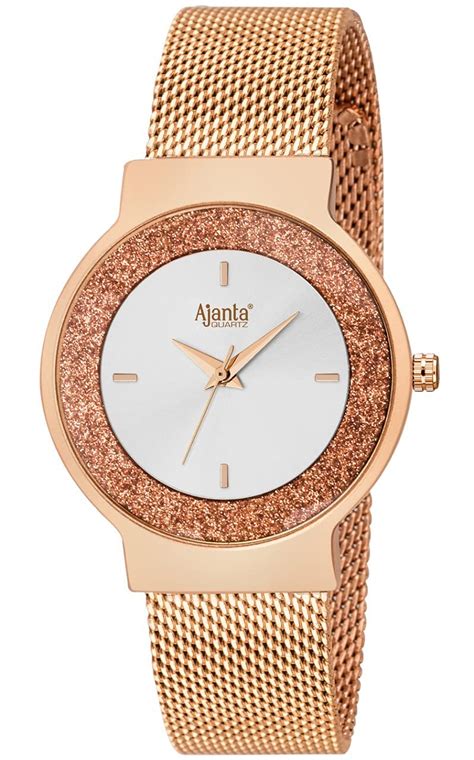 Buy Ajanta Silver Dial with Rosegold Mesh Belt Watch for Women ...
