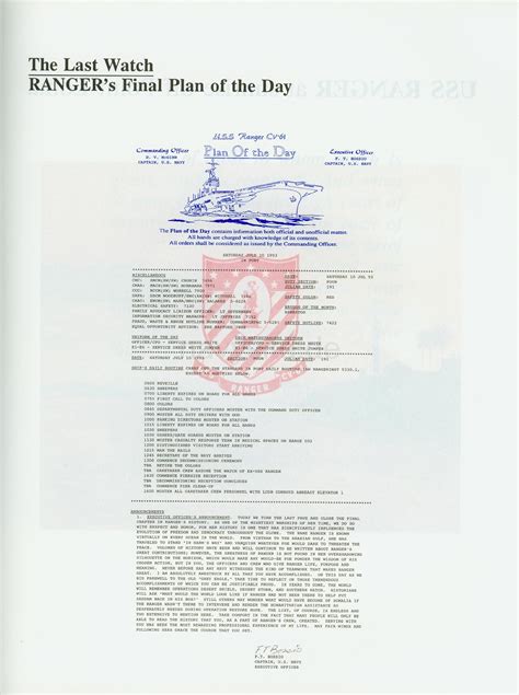 USS Ranger (CV 61) Decommissioning Pamphlet - RANGER History
