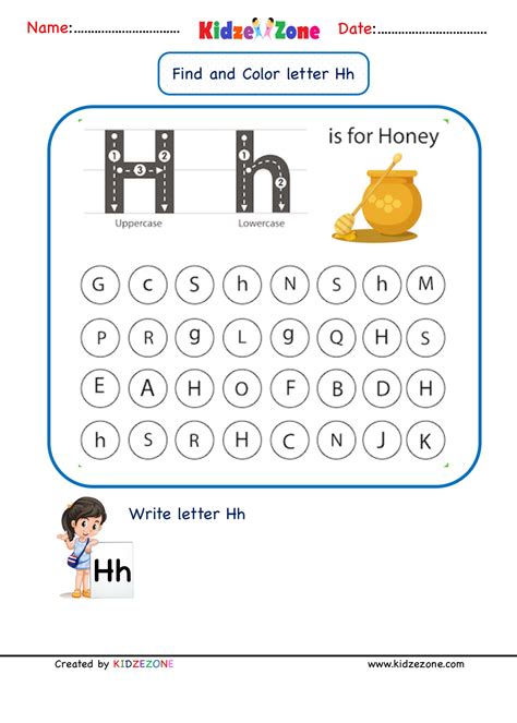 Kindergarten Letter H worksheets - Find and Color - KidzeZone ...