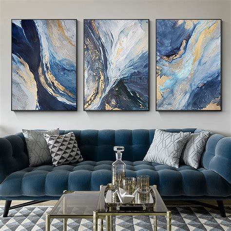 Blue and Gold Wall Artframed Wall Art Set3 Piece Wall Art - Etsy ...