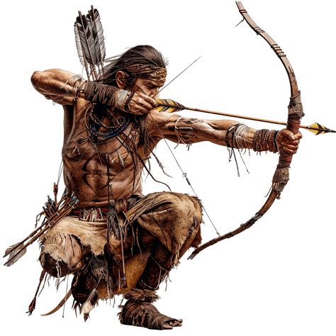 Native American With Bow And Arrow Isolated, Indian, Chief, Warrior PNG ...