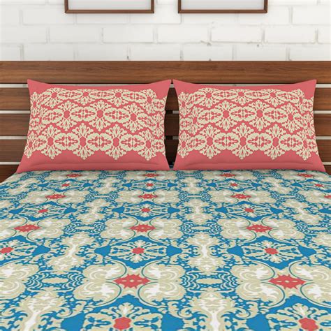 Buy SPACES Atrium Printed 3-Piece King-Size Bedsheet Set - 2.24 x 2.74 ...