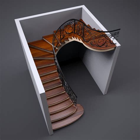 Spiral Stairs Oak V1 Free 3D Model - .obj .stl - Free3D