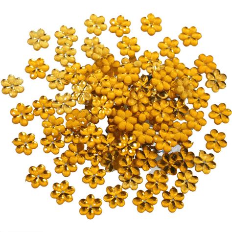 Buy Flower Shape Flat Back Rhinestones online in Gold Color ...