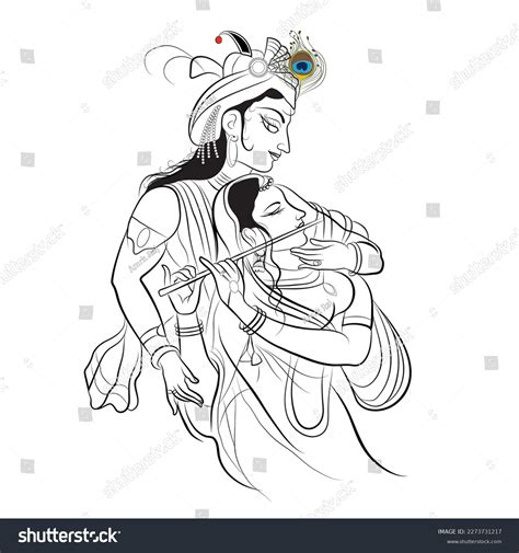 Radha Krishna Line Drawing Paper Photo Sktech Of Radha Krishna Using