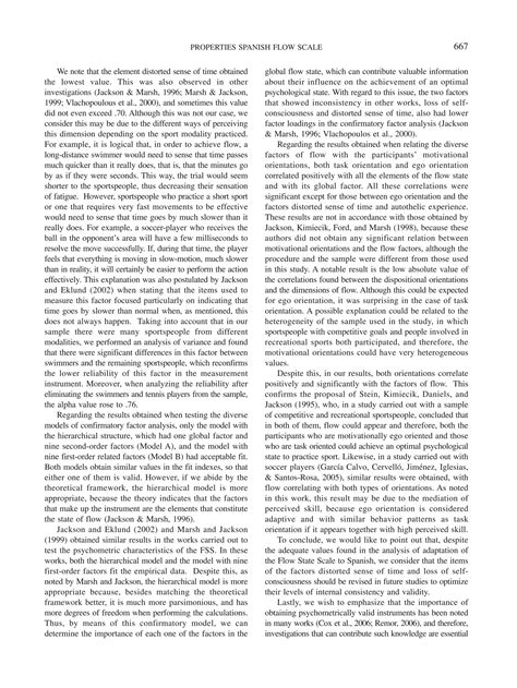 Psychometric properties of the spanish version of the flow state scale ...