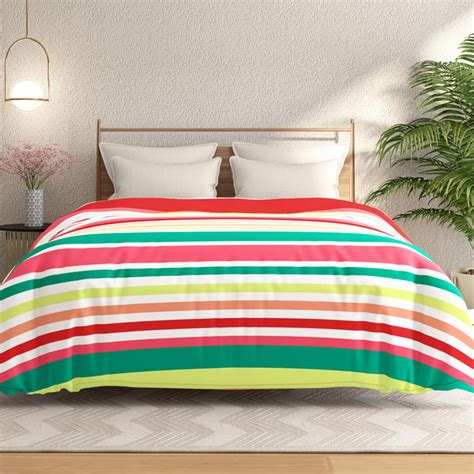 Buy PORTICO Mellow Striped Flannel Double Comforter - 220x240cm from ...