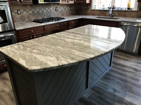 Project Profile : River White Granite Kitchen Countertops and Island in ...