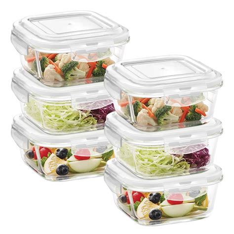 Buy Borosil Klip N Store 6 pc Set Square Glass Food Storage Container ...