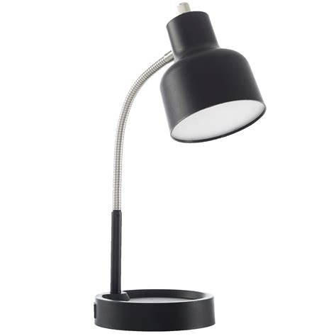 Mainstays LED Desk Lamp with Catch-All Base and AC Outlet, 14.5 Inch Height, Matte Black ...
