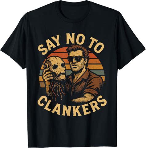 Say No to Clankers Anti AI Robots Retro Sunset T-Shirt