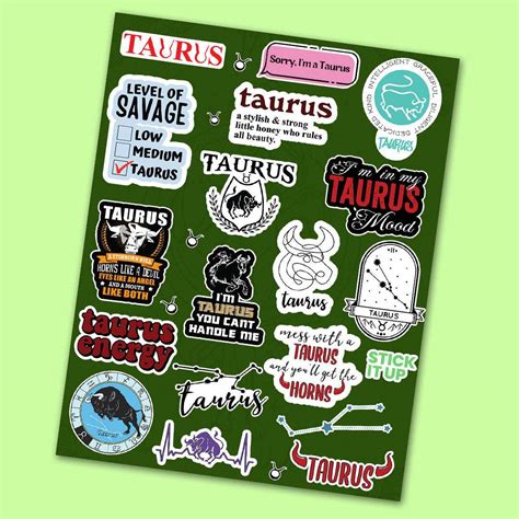 Buy Taurus Mini Sticker Sheet Online | Premium Waterproof Vinyl | STICK ...