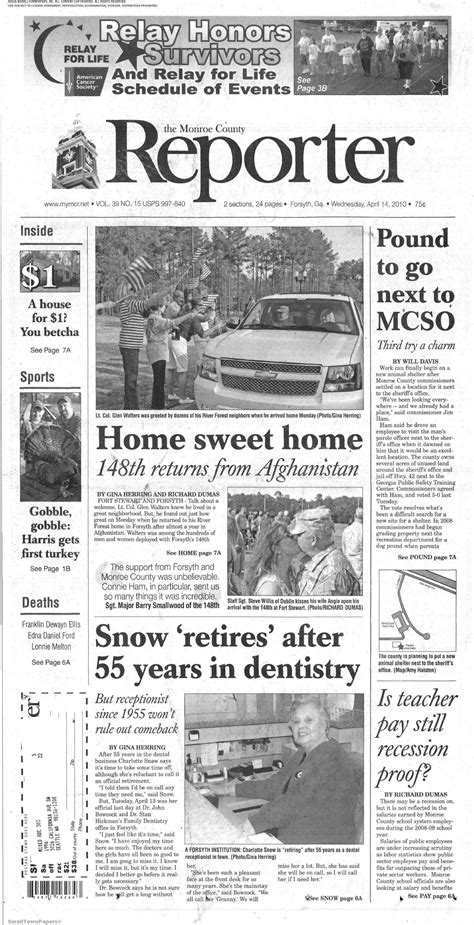 The Monroe County Reporter April 14, 2010: Page 1