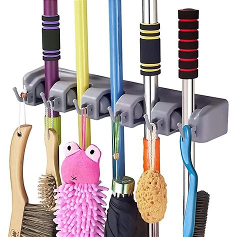 Delta And Chets Mop and Broom Holder Strong Holding 5 Slot Position ...