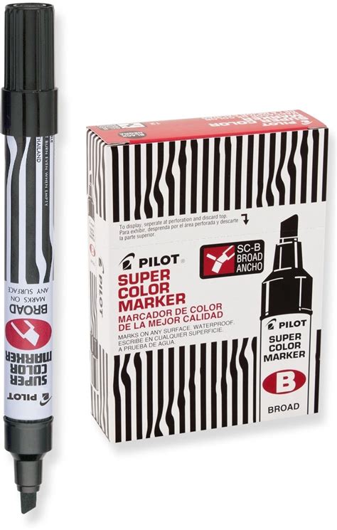 PILOT Super Color Refillable Permanent Markers, Black Ink, Broad Chisel ...