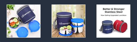 Buy oliveware Lovely Stylo Lunch Box, Leak Proof & BPA Free Lid, 3 ...