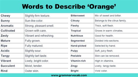 Adjectives: Words To Describe an Orange - GrammarVocab