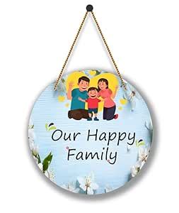 SAF paintings UV Lamined Mdf Round Shape Wall Hanging| Our Happy family ...