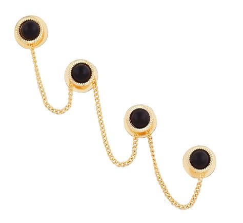 VAMA Fashions Gold Plated Designer Black Kurta Buttons with Chain for ...