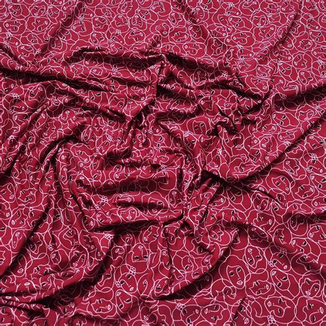 Buy FABRIC.MVP Fabric by The metre UK Lady Heads Prints Burgundy ...